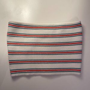 Pacsun Tube Top Small, White, Orange, Blue, Ribbed